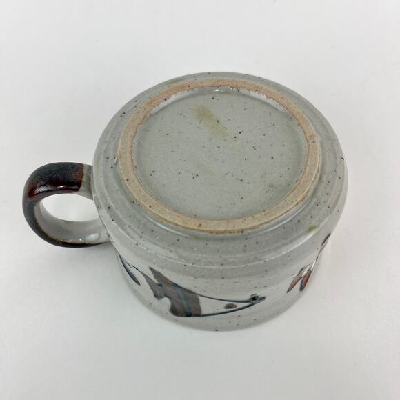 Stoneware Hand Painted Glazed Mug with Raised Fish Graphic - Picture 5 of 7